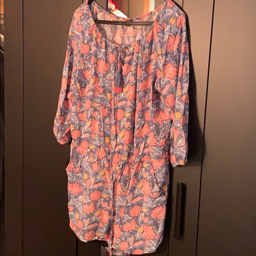 LOFT Floral Print Romper with Tassel Detail